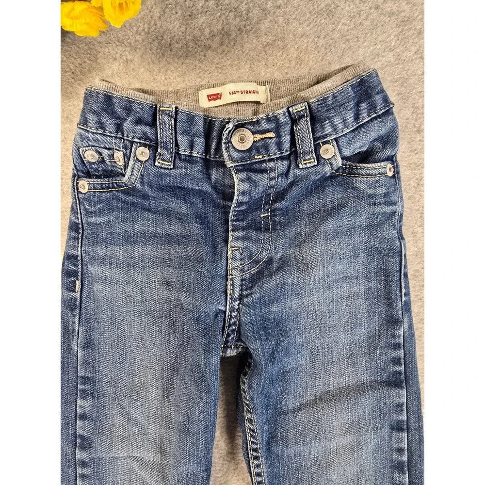 Levis 514 Straight Leg Jeans Toddler Boys Size 24M Blue Denim Elastic Waist